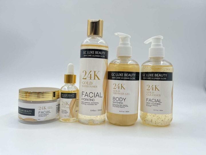 GC LUXE BEAUTY 24K GOLD SKIN CARE SET. Cream Shower Gel Serum Toner Moisturizing Body Care