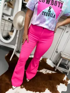 Kimber High-Rise Super Stretch Flares, PINK