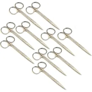 Micro Dissecting Lab Sharp Scissors 4.5" (11.43cm) Fine Point Straight Stainless Steel (Pack of 10)