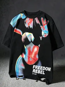 Unisex Thermal Print T-Shirt, Fit, Casual Fashion Short Sleeve Tee, Summer, Outdoor Vacation Travel Party Streetwear, Comfortable All Seasons