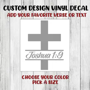 Custom Bible Verse Cross Faith Name Text Vinyl Sticker Decal Personalize Lettering Organiser, Bottles, Cup, Canister, Tin, Laptop, Luggage, Car, Truck, Window, Wall