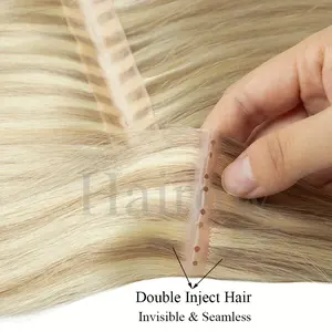 Hot Sell NEW Arrived 12'' 16'' 20'' 24'' Balayge Blonde Invisible Hole Skin Weft Human Hair Extensions for Women Straight Twin Tab Weft Hair Extensions Natural Black Blonde XO Hole Weft Extensions