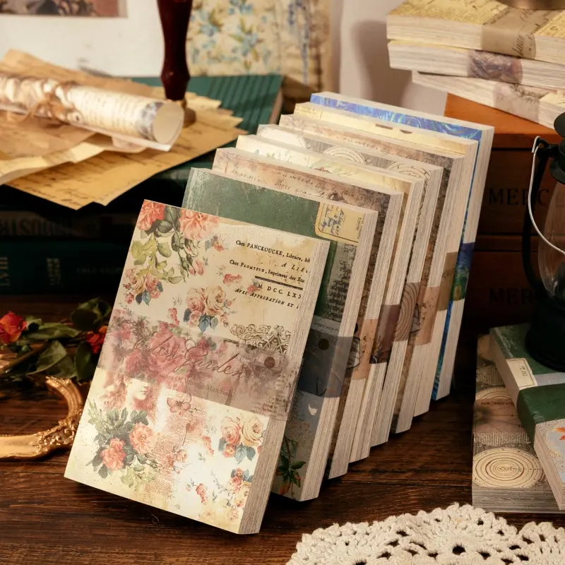 Vintage Paper Scrapbook DIY Decoration Material, 1 Book 100 Sheets Retro Craft Supplies, Handmade Journaling & Collage Kit, Handmade Crafts