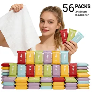 56 Packs Extra Thick Large Compressed Towel Tablets, Disposable Face Towels & Washcloths for Travel, Camping Outdoor Use, Absorbent Thickened Towels, Portable Towel Tablets