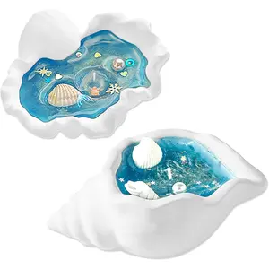 2-Pack Scented Shell Candles (Bluebell & Frangipani), Ocean-Inspired Soy Candles in Reusable Seashell Holders, Blue & White Coastal Bathroom Decor & Beach House Gifts