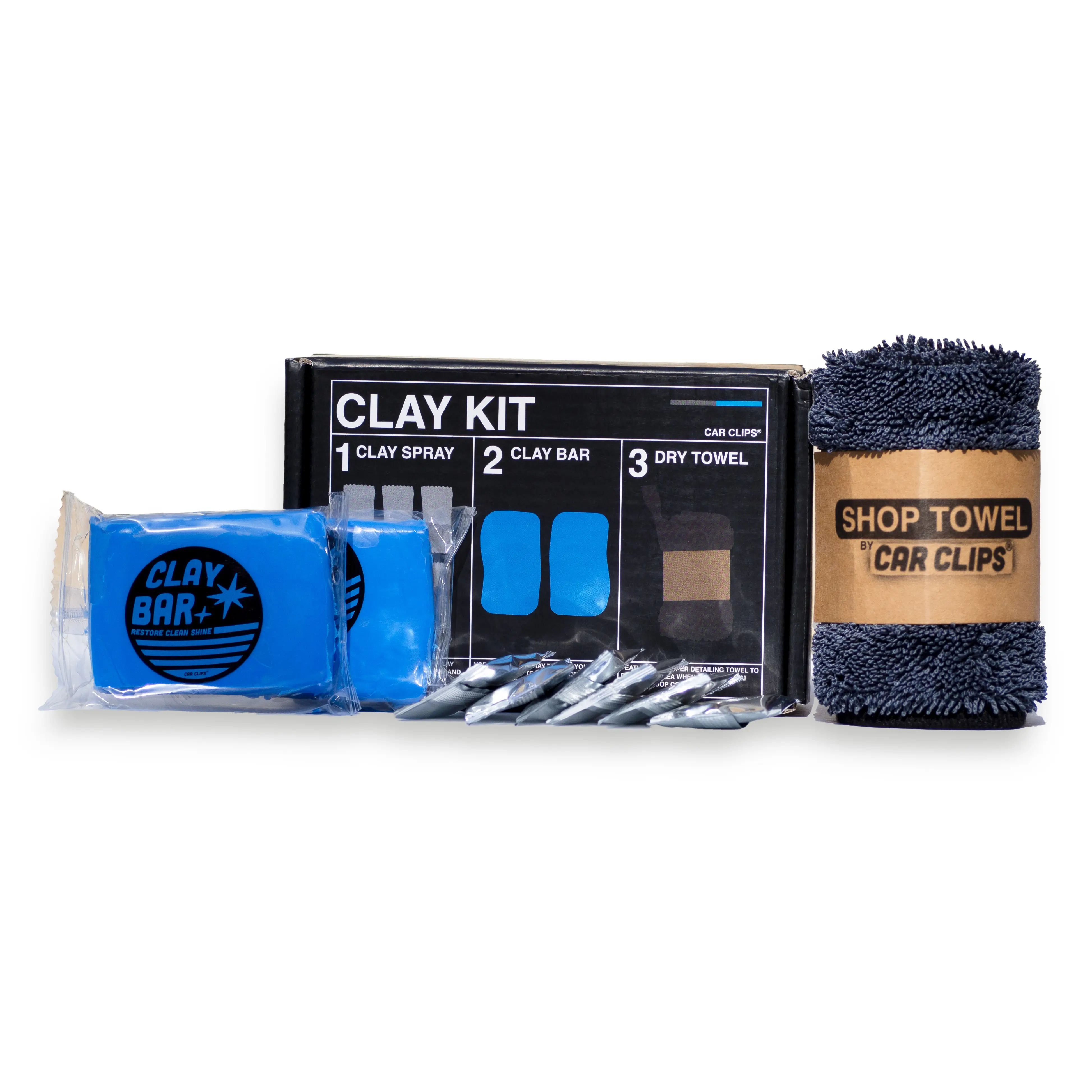 Synthetic Clay Bar Kit - 2 Car Detailing Clay Bars, 6 Clay Spray Tablets (1pcs=16 oz), Automotive Microfiber Car Drying Towel Scratch-Free Finish