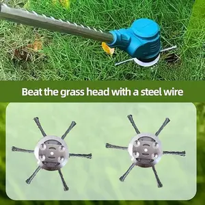 6 Wire Steel Weed Trimmer Head Universal Twisted Rope Weeding Wheel Rust Removal Lawn Mower Blade Accessories for Lithium Battery String Trimmer Garden Yard Care