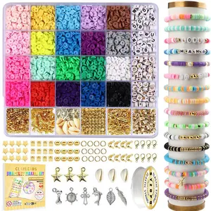 5100pcs Soft Clay Beads Bracelet Making Kit, Friendship Bracelet Set, Flat Beads for Jewelry DIY, Necklace Handmade Gift