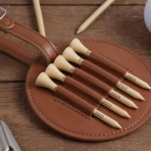 Golf Ball Tee Holder Bag, 1 Count Engraved Golf Ball Tee Stand, Universal Golf Accessories Gift for Men and Women