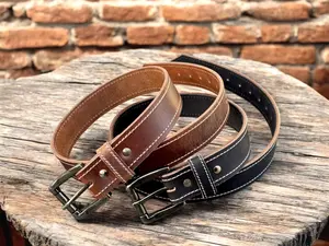 Heavy Duty Cowhide Leather Belt, Genuine Full Grain Cowhide Crazy Horse Leather Belts for Men, Classic Leather Belt, Father's Day Gift