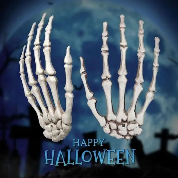 Halloween Plastic Skeleton Hands Realistic Fake Human Hand Bone Party Home Decor White
