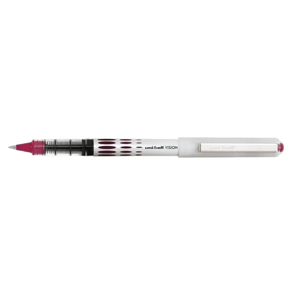 Uni-ball Vision Waterproof Rollerball Pen - Red, 0.5mm Micro Tip, Stainless Steel Component, Acid-Free Archival Quality, Uni-Flow Super Ink System, Consistent Smoothness, Reliable Writing Experience, Visible Supply for Important Documents, Smooth Writing