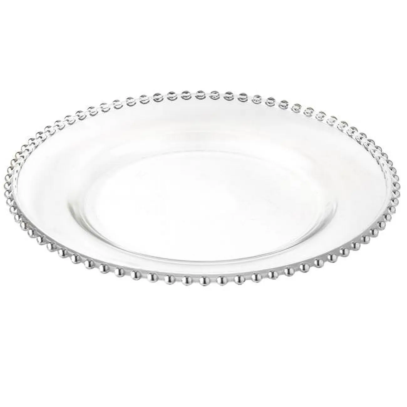 Jiallo 31172 13 in. Silver Beaded Charger Plates - Set of 4