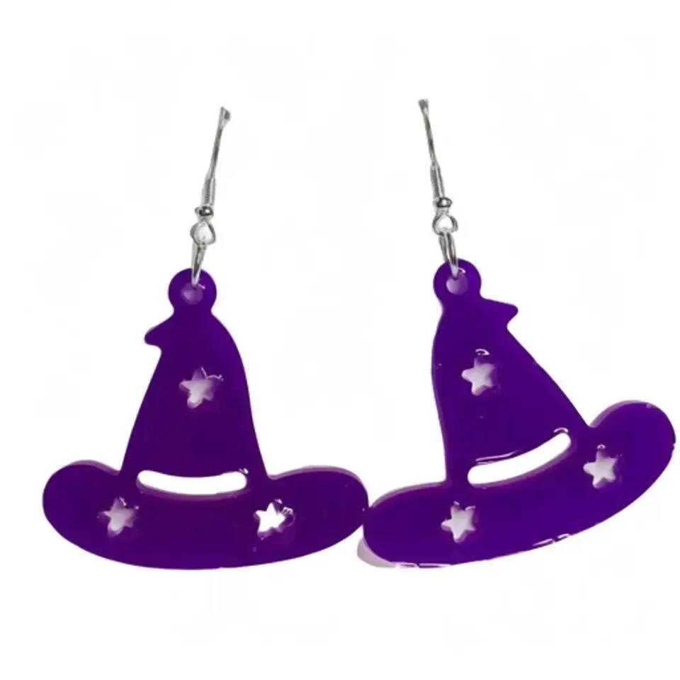 Purple Witch Hats Dangle Earrings