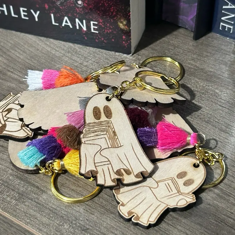 Reading Ghost wooden keychains