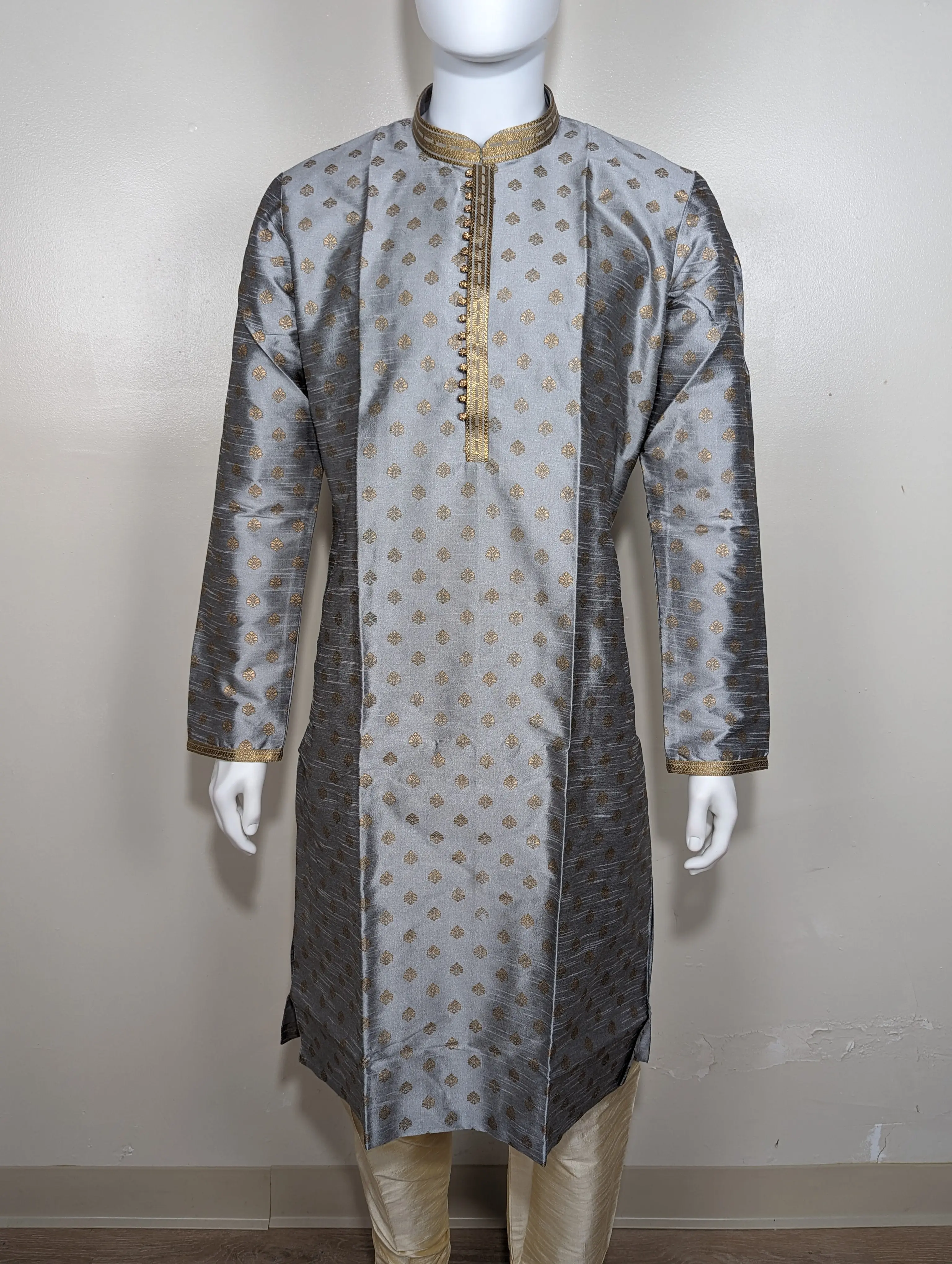 Men's subtle print kurta - Grey