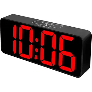 Large Digital  Clock Big Numbers for Seniors & Visually Impaired, 9 Inches Electric Clocks for Bedroom,  Display Fully Dimmable Brightness, USB Ports, Adjustable  Volume