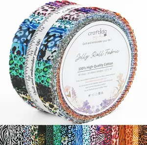 Newbrothread&Craftido-15 Options-100% Cotton Jelly Roll Fabric Precut Strips for Quilting, Crafting, and Sewing, 40 Strips 2.5" x 44" Assorted Bundles for Rug, Quilt Project, DIY Craft and Home Decor, Fancy Animal, TikTokShopDealsforYouDays