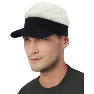 Hair Visor Cap Wig Peaked Adjustable Baseball Hat with Spiked Hair