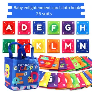 Baby Early Education Enlightenment Cognition Card Cloth Book, Baby Animal Letter Cognition, 26 sheets including storage bag set