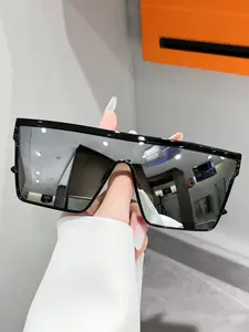 Unisex Simple Style Plain Color Sunglasses, Trendy Casual Flat Top Frame Sunglasses for Everyday Use, Fashion Accessories for Outdoor Activities, Sunglasses Frames