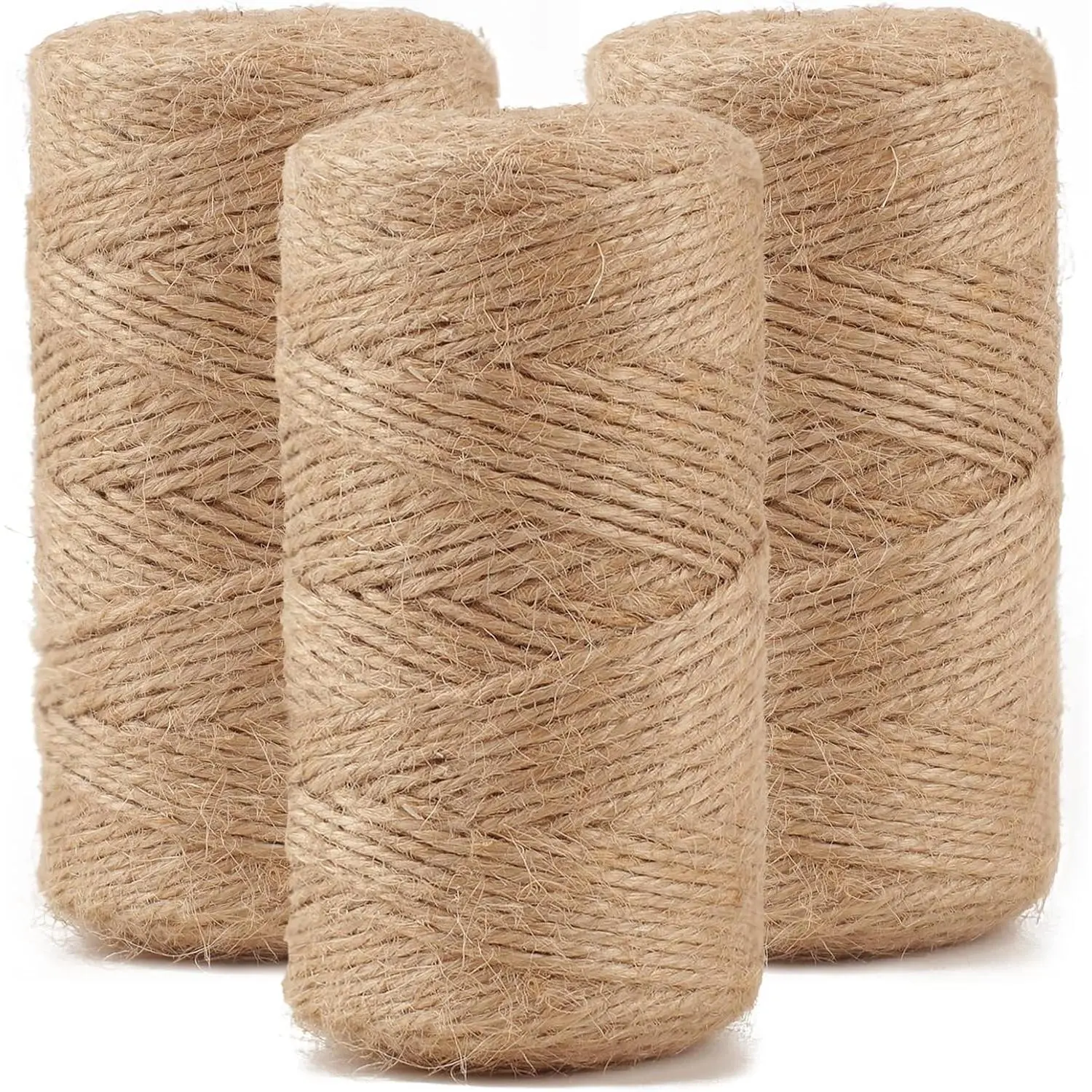 1.5mm Diameter Wear-Resistant 3-Ply Jute Twine Bulk (3 Rolls, 984 FT) - Heavy-Duty Rope for Gardening, DIY Projects, Packaging, Birthday, Wedding, Baby Shower Events, Rope For Art Crafts