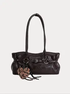 Women's PU Fabric Tote Bag, Fashionable Vintage Versatile Commuter Tote, Large Capacity Handheld Shoulder Bag, Zip Closure, Office School Work Business Travel Outdoor, Casual Commuter Bag, PU Tote Satchel