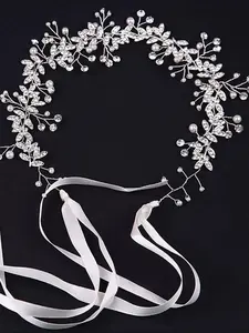 Luxe Petite Handmade Pearl & Crystal Hair Vine, Satin Ribbon Bridal Headpiece, Luxury Wedding Hair Accessory for Brides, Bridesmaids, Flower Girls