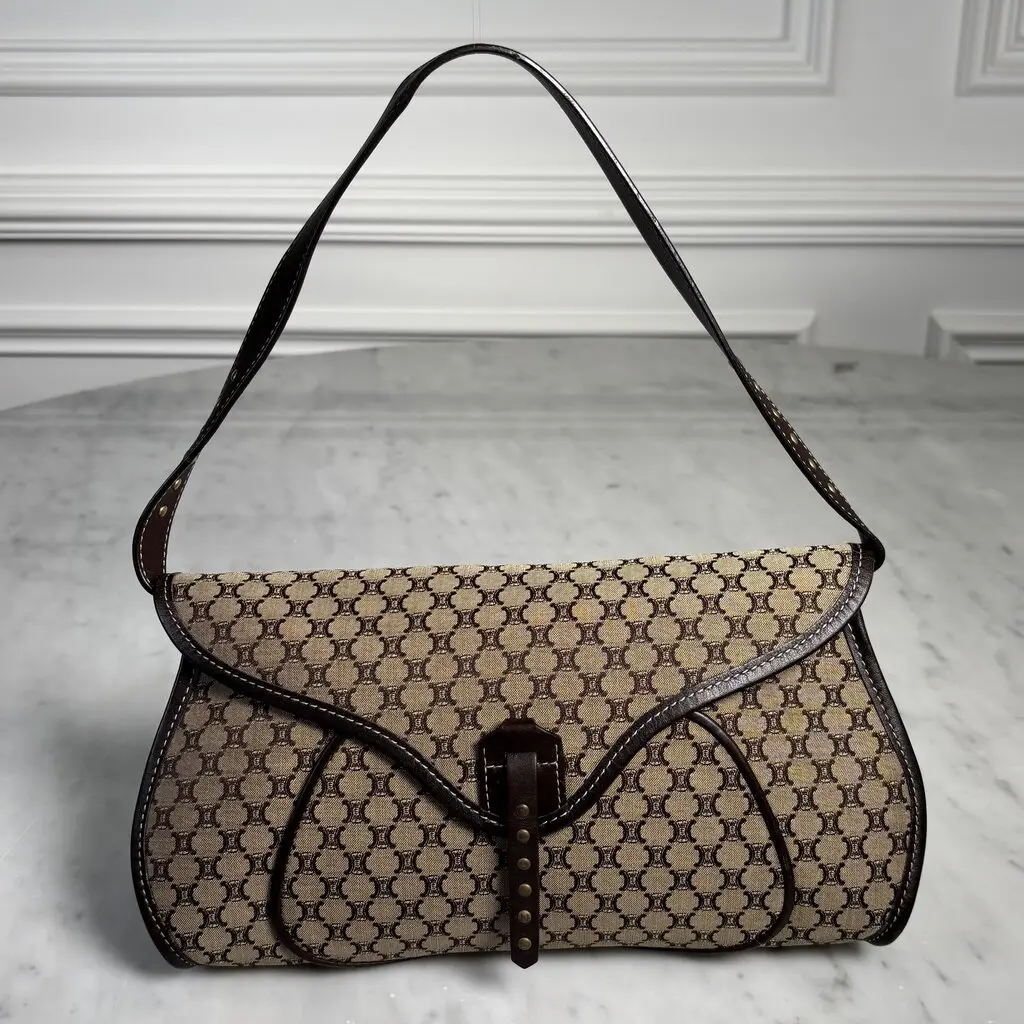 Pre-owned Celine Canvas Shoulder Bags Brown Macadam Shoulder Bag