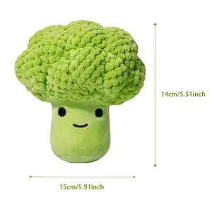 Squeaky Broccoli Plush Dog Toy - Interactive Dental Chew Toy with Fun Sounds, Soft Plush Teething Toy for Puppies, Boredom Buster for Small Dogs, No Batteries Needed