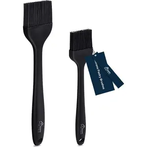 600 ℉   Heat Resistasnt Basting Brushes, BPA Free Silicone Pastry Brush, Spread Oil Butter Sauce Marinades for BBQ Grill Barbecue Baking Kitchen Cooking Dishwasher Safe (Black 2)