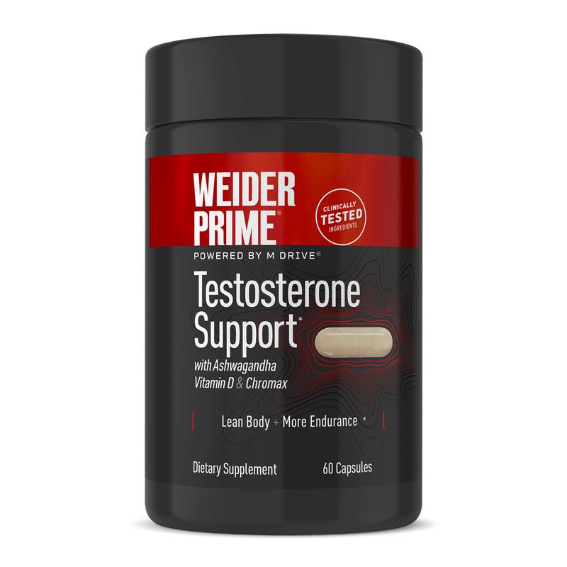 Weider Prime Testosterone Support for Men - Men's Testosterone Supplement with KSM-66 Ashwagandha, Zinc, Vitamin D & Chromium - Supports Energy, Lean Muscle, Strength, Endurance & Focus - Non-GMO Dietary Supplement - 60 Capsules (30 Day Supply)