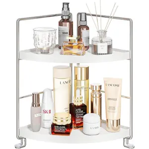 2-Tier Bathroom Corner Counter Organizer, Makeup Storage Shelf  Tray, Bathroom Sink Countertop Organizer,
