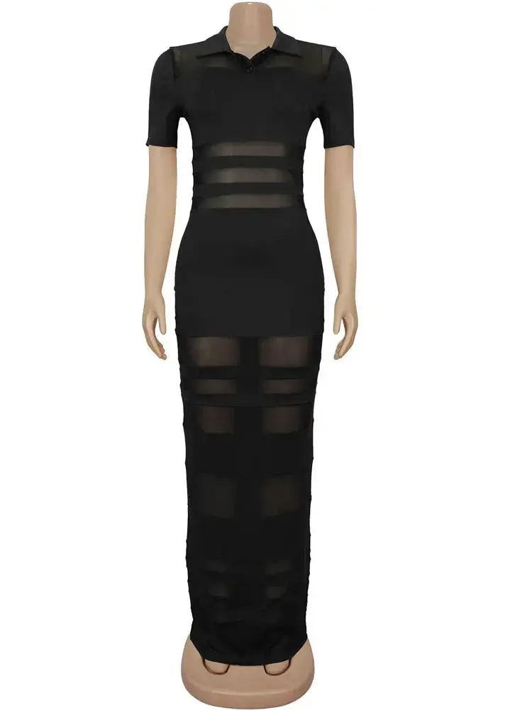 Women's Striped Sheer Maxi Polo Dress  Lightweight Long Sleeve Layered  Dress - TikTok Shop