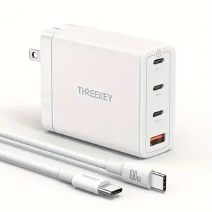 [iPhone 17 /iPhone 17 Pro Max]100W USB C Charger,  4-Port GaN Foldable Fast Charger Block with 100W 3.3FT C to C Cable, Compatible with MacBook Pro/Air Phone 17/16/15/14/13/12, Laptop and more. Smartphone Cellphone Charging Mobile Electronic