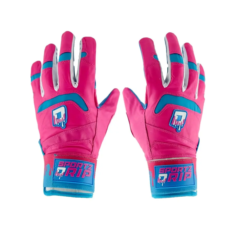 Sportz Drip Youth Baseball Batting Gloves - Bubble Pop Pink & Teal Mesh Back Design, Pro-Grade Secure Grip, Cool & Dry Hands, Customizable Fit (Also for Adult Large/Extra Large), Multi-Size, Adjustable, Confident Bat Control, Durable, Keeps Hands Dry, Gam