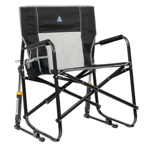 GCI Outdoor Freestyle Rocker XL Oversized Foldable Rocking Camp Chair, Pewter