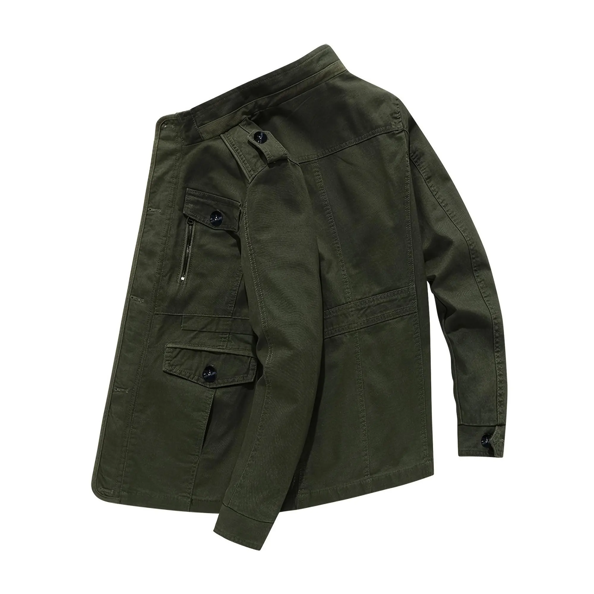 Men's Outdoor Fashion Comfortable Breathable Retro Cotton Jacket Windproof Comfy Coat for Autumn Winter Casual Long Sleeve Menswear