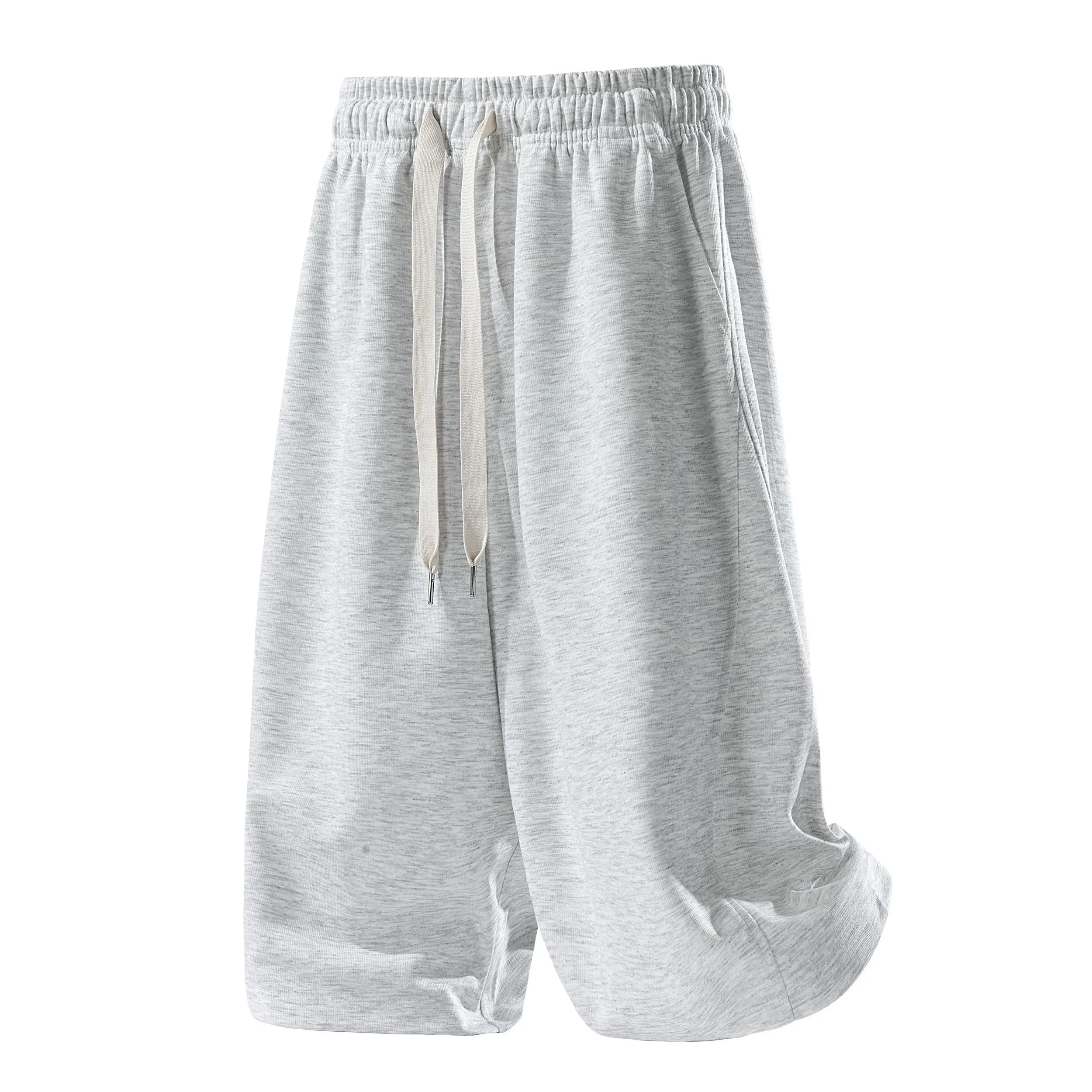 Men’s summer loose wide-leg shorts with a drawstring elastic waistband—soft, breathable, and drapey for comfort; suitable for everyday casual wear, sports/fitness, and home outfits.