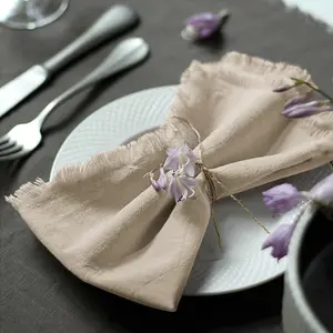 12pc Handmade Fabric Napkins, Elegant Tassel Design, Perfect for Dinner, Parties, Weddings, Multi-Scene Use, Model 2026320