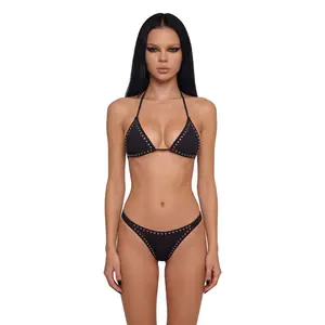Ashlee Studded Bikini Set - Black