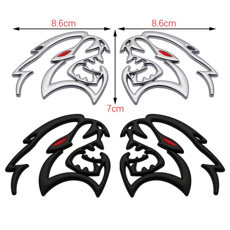 Hugexpen 2pcs Metal Car Logo for SRT Models with Red Eyes Durable Stylish Auto Emblem Alloy Material