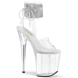 8 Inch Heel FLAMINGO-891-2RS Clear Stiletto Heeled Sandals