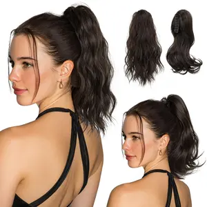 14" Ponytail Extension Short Claw Clip on Soft Wavy Curly Synthetic Hairpiece for Women Daily Party Use Easy Attach Remove Secure Comfortable Fit