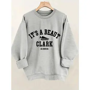Women's Casual Round Neck Heart Pattern Print Sweatshirt, Fitted Kint Fabric, Moderate Thickness, All Seasons Wear
