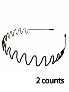 Men's Minimalist Metal Headbands, Casual Wave Design, Outdoor Sports Non-Slip Elastic Bands, Fashionable All-Season Accessories, Zigzag Headband