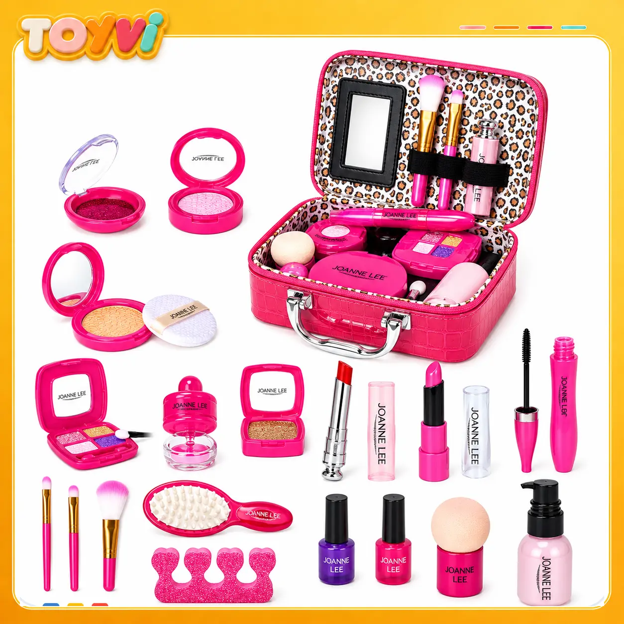 Simulated Makeup Kit for Girls, Play Makeup Set for Kids - Includes Cosmetic Bag for Birthdays and Christmas, Imaginary Makeup Fun for Toddlers and Little Girls Ages 3+