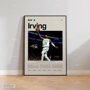 Kyrie Poster, Irving Boston Print, Framed Irving Celtic Art, Boston Celtics Fan Gift Idea, Kyrie Irving Wall Art, Basketball Décor