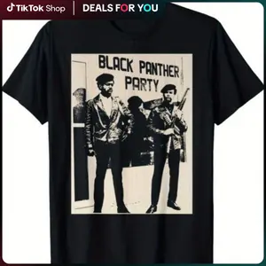 Vintage Black Panther Party TShirt with Historical SelfDefense Print Cotton Blend Short Sleeve Breathable and Machine Washable Perfect for Casual Wear