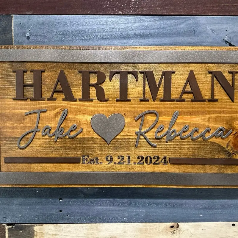 DESIGN (D) Handmade Wedding Sign with Personalized Names & Date